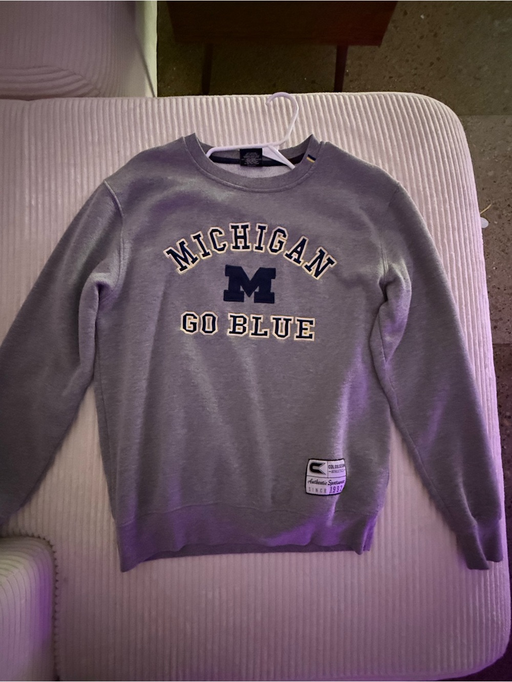 Colosseum Gray University of Michigan Crewneck Sweatshirt